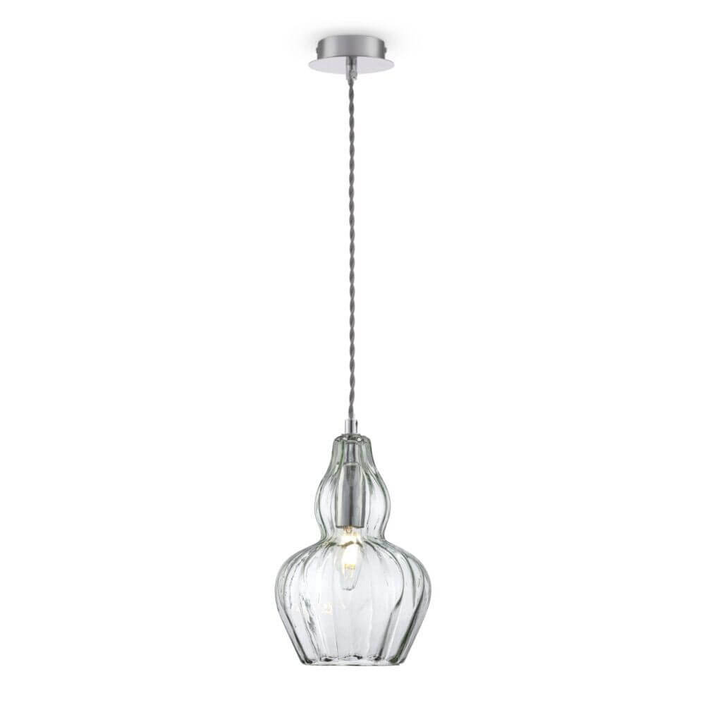 Eustoma Hängeleuchte mit transparentem Glasdesign, ideal für moderne Innenräume.