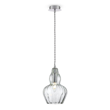 Suspension Eustoma avec un design en verre transparent, idéale pour des intérieurs modernes.
