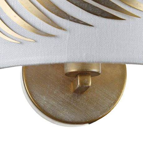 Farn Wandleuchte Metall Textil mit goldfarbenem Metallrahmen und Stoffschirm für elegantes Lichtspiel