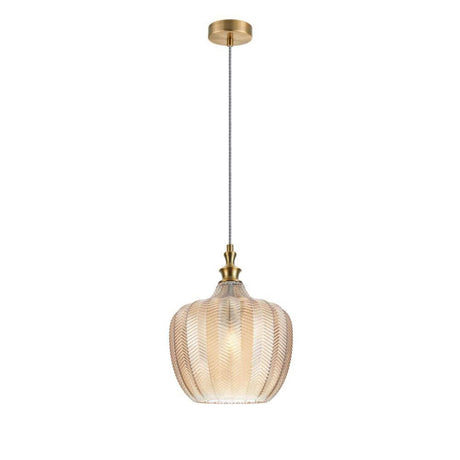 Festa Pendelleuchte aus klarem Glas mit dekorativer Oberfläche, höhenverstellbar, elegantes Design.