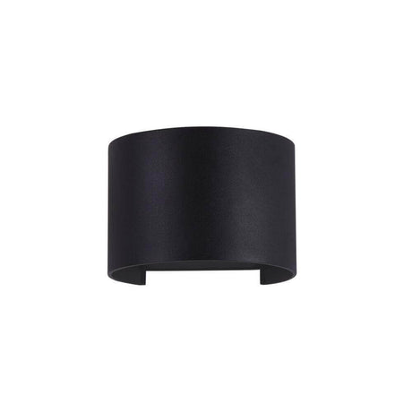 Fulton LED round outdoor wall light IP54 in modern black with corrosion-resistant metal.
