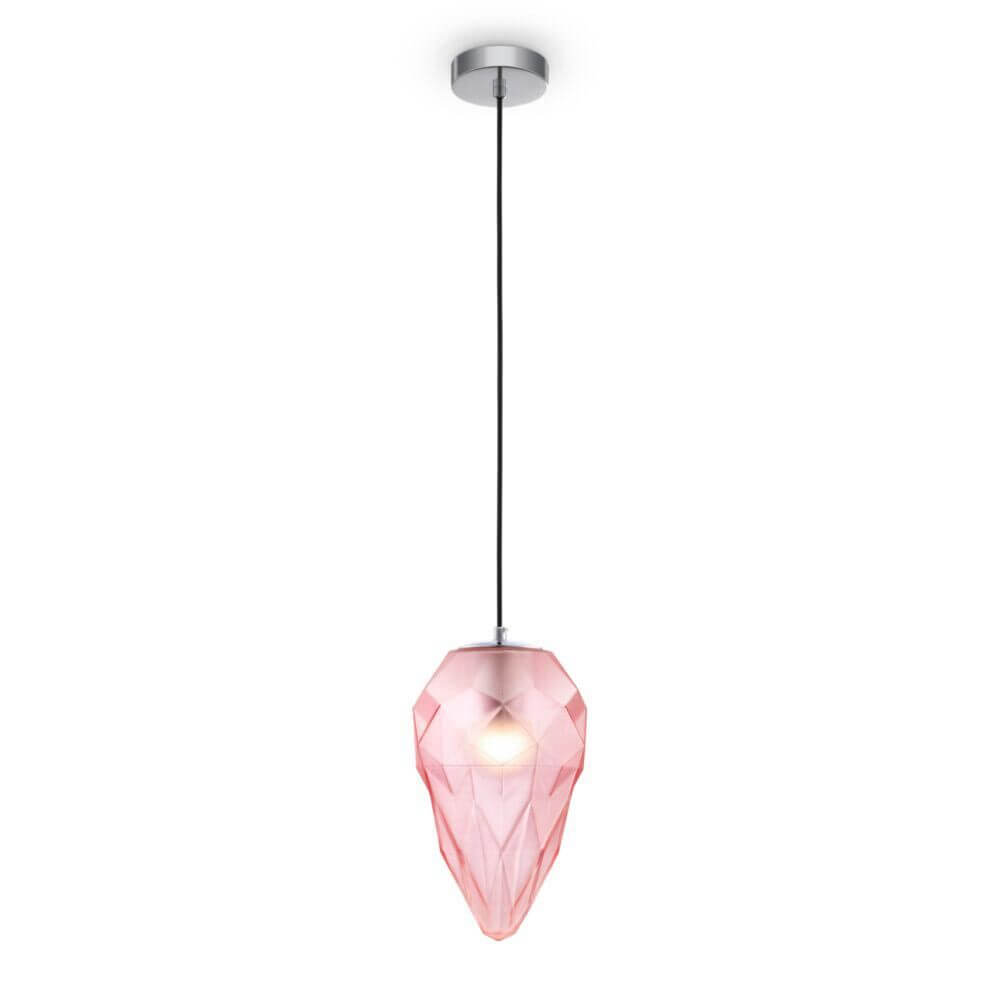 Globo Hängelampe Mini in rosa mit facettiertem Design, ideal für moderne Innenräume.
