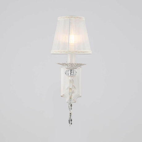 Grace wall light White with gold lacquered frame and pleated organza lampshade