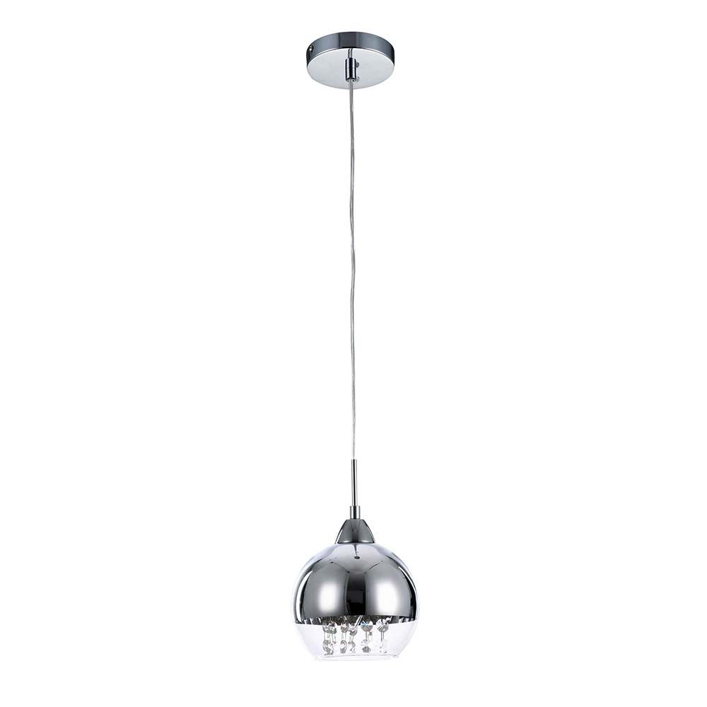 Iceberg Pendelleuchte Chrom mit Metallrahmen und Glasdiffusoren, dekorative Kristallanhänger