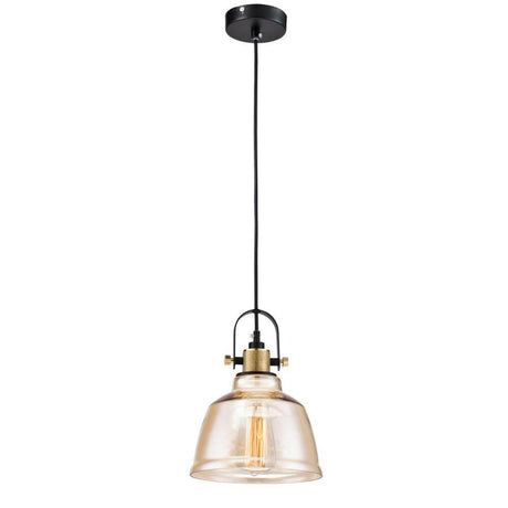 Suspension Irving Ø 20 cm, élégante lampe pendante avec verre transparent et accents dorés.
