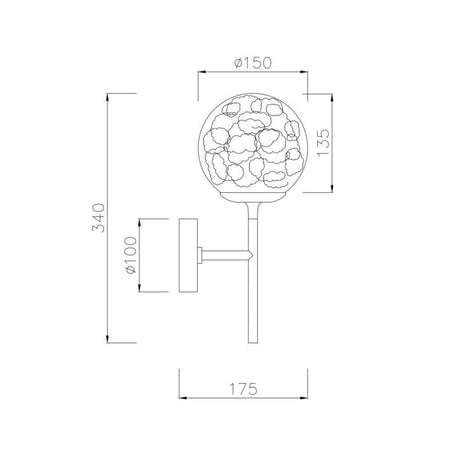 Dessin technique de l’applique Ligero avec dimensions et caractéristiques de design.