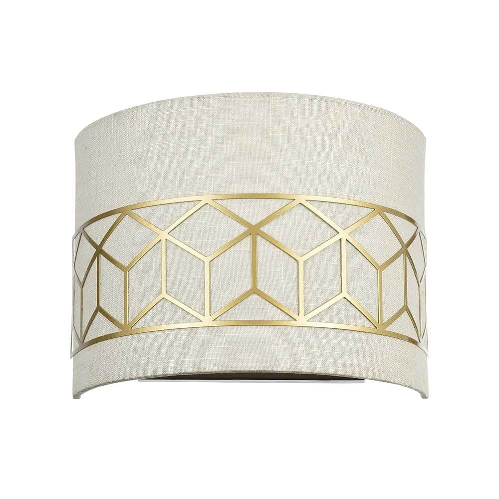 Messina Wandlampe Leinen mit Metallrahmen und Schablonendekor, eleganter Lampenschirm aus Leinen.