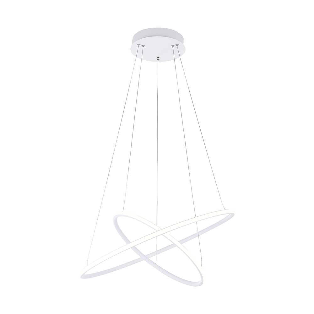 Nola LED Pendelleuchte Ø 60cm in modernem Design mit verstellbaren Ringen und Metallgestell.