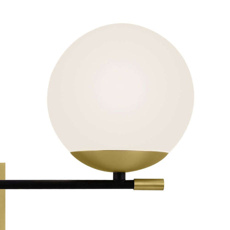 Nostalgia wall light left with round glass globe and black metal frame.