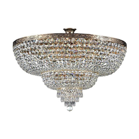 Palace krystal loft lysekrone Ø 80cm med metalramme og messing finish, funklende med forskellige krystaller.