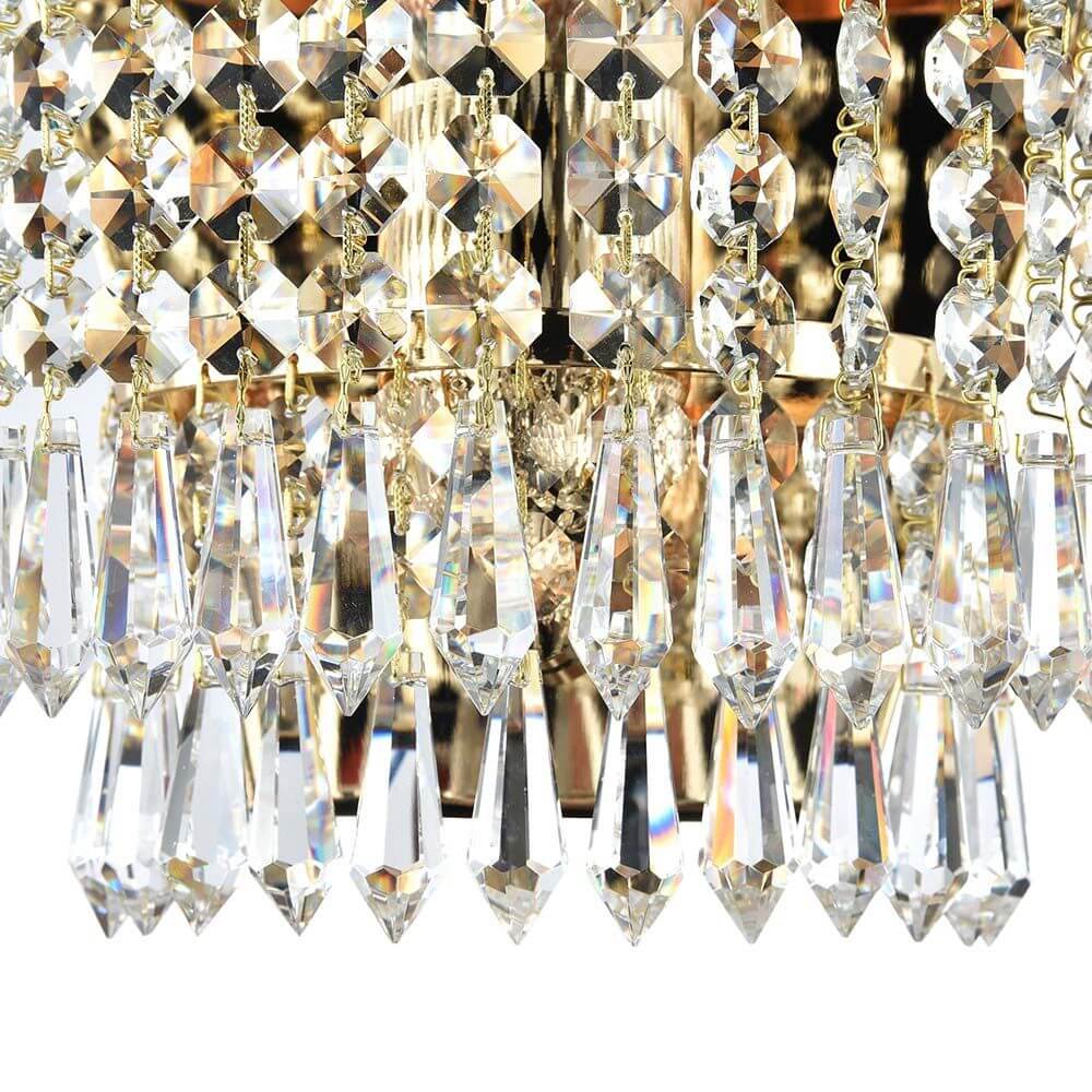 Palace Wandleuchte Kristall mit funkelnden Kristallen in verschiedenen Größen und Formen, Metallrahmen in Gold-Antik.