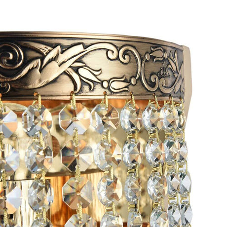 Palace væglampe krystal med guld antik metalramme og funklende krystaller.