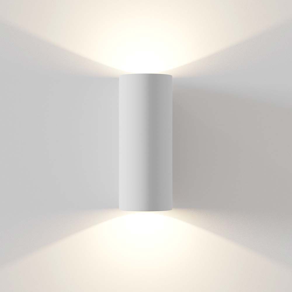 Parma Wandleuchte mit Ober- & Unterlicht, weißer Gipskorpus mit LED Modul, ideal für kreative Bemalung.