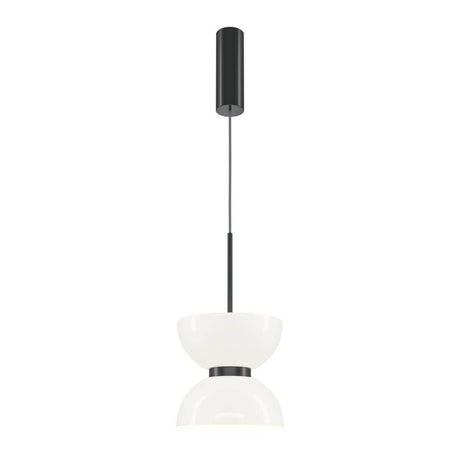 LED Suspension Kyoto Ø 22 cm au design moderne avec abat-jour blanc et système de suspension noir.