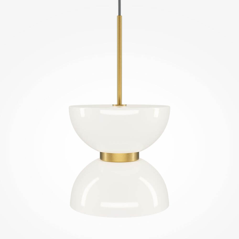 LED Pendelleuchte Kyoto Ø 22cm, elegante Pendelleuchte in weiß mit goldenen Akzenten.