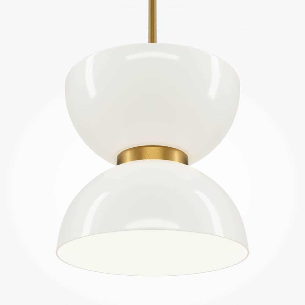 LED Pendelleuchte Kyoto Ø 22cm in elegantem Design mit goldenen Akzenten und weißem Lampenschirm.