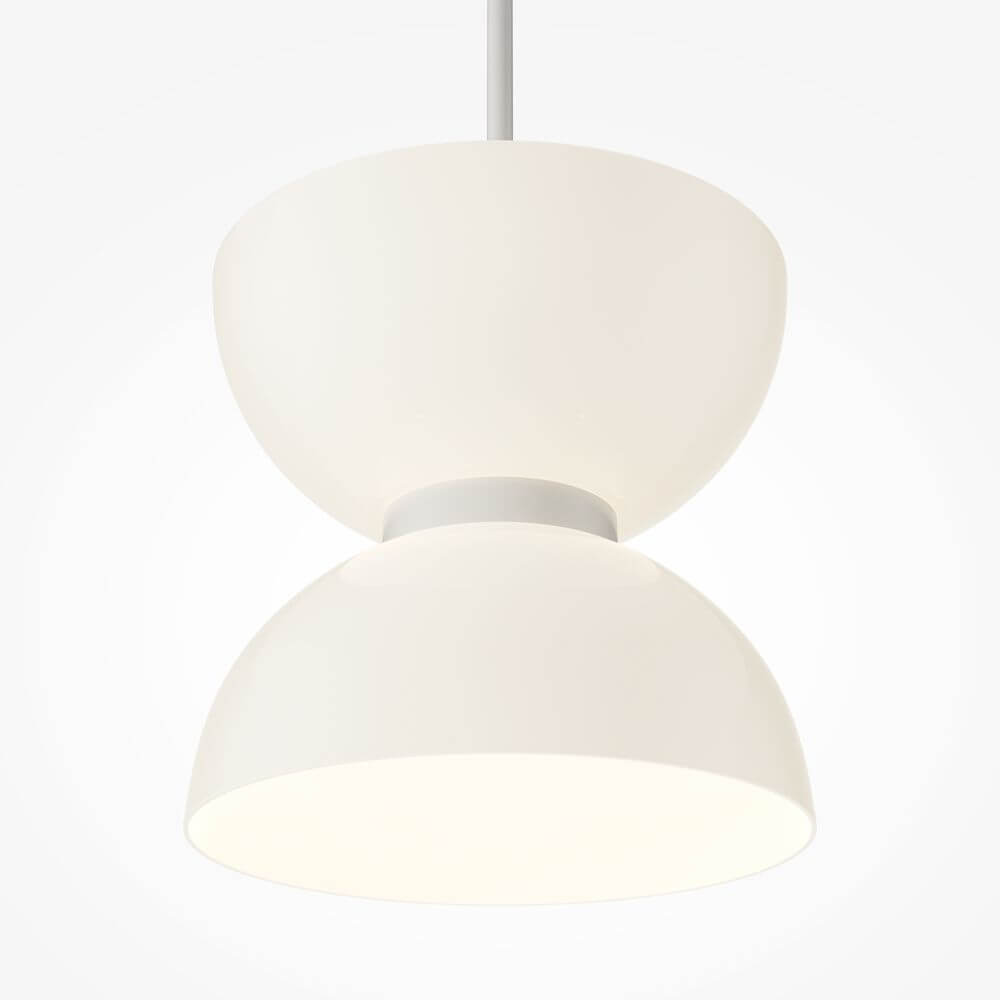 LED Pendelleuchte Kyoto Ø 22cm in modernem Design mit zwei weißen Halbschalen.