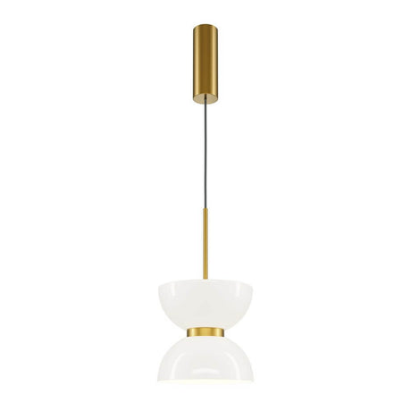 LED Suspension Kyoto Ø 22 cm au design moderne avec abat-jour blanc et accents dorés.