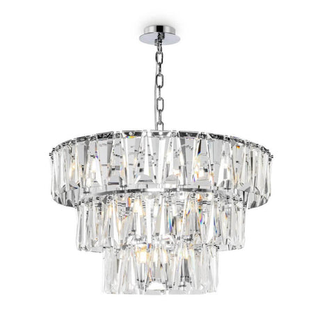 Puntes Pendelleuchte 18-flammig mit Kristalldesign und eleganter Chromaufhängung