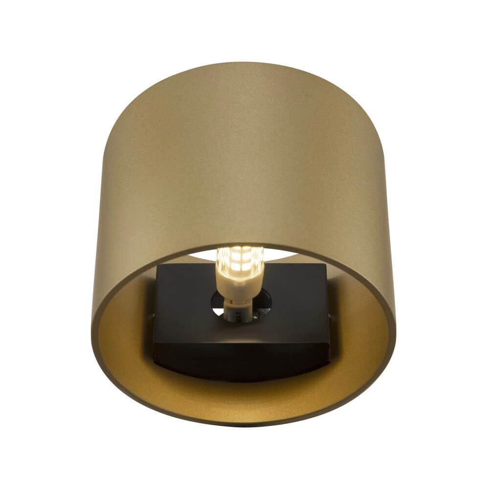 Rond Wandleuchte in Mattgolden Finish mit modernem Zylinderdesign für stilvolle Wandbeleuchtung.