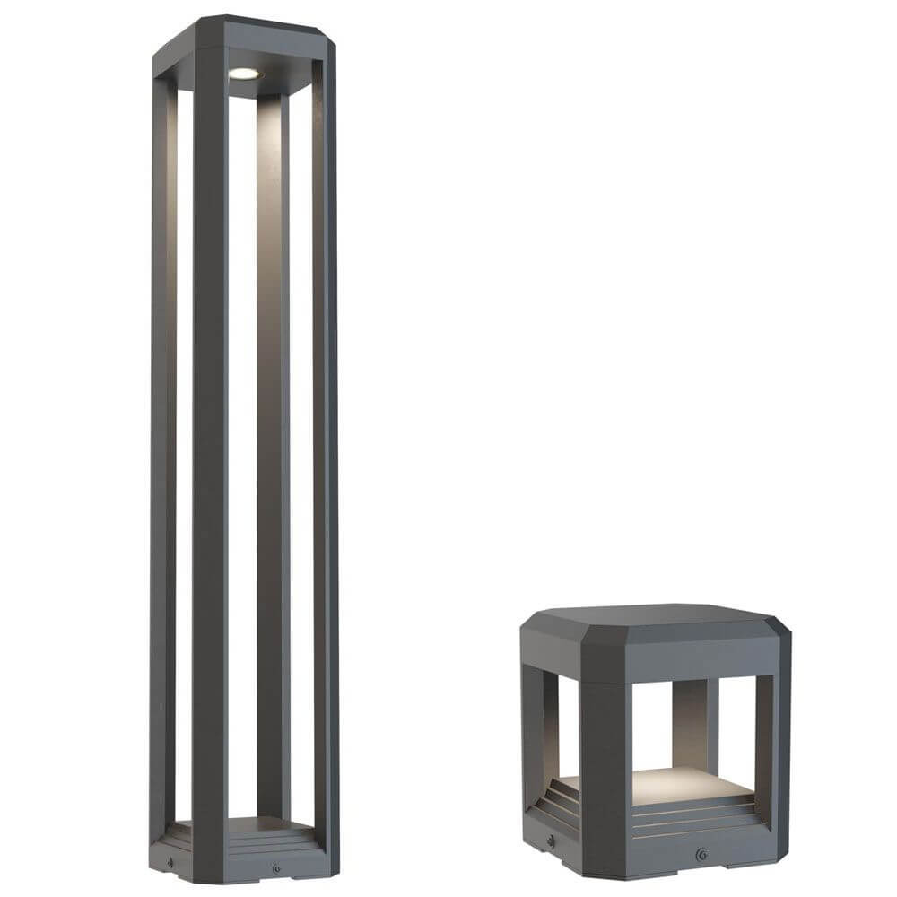 RoyalMile LED-Pollerleuchte IP65 in Grau, aus druckgegossenem Aluminium gefertigt, mit integriertem LED-Treiber.