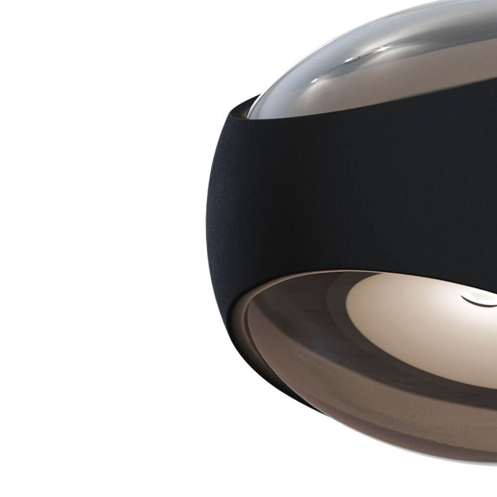 Stream LED Außen-Wandleuchte IP54 in schwarzem Aluminiumgehäuse, Kugel-Design, ideal für Außenanwendungen.