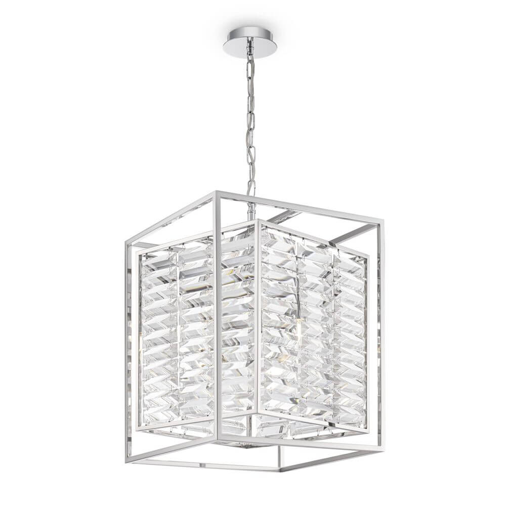 Tening 4-flammige Pendelleuchte in Chrom mit einem modernen, quadratischen Design.