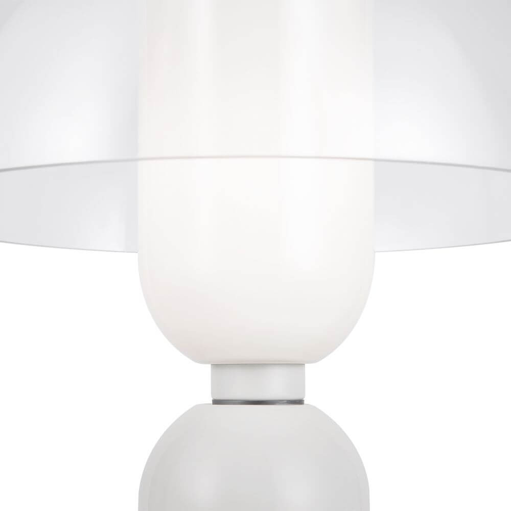 LED Tischleuchte Memory Ø 30cm mit glänzendem, rundem Lampenschirm und eleganter Basis.