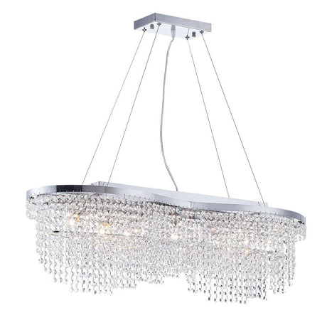 Suspension Toils avec des gouttes cristallines et un design moderne pour un éclairage élégant.