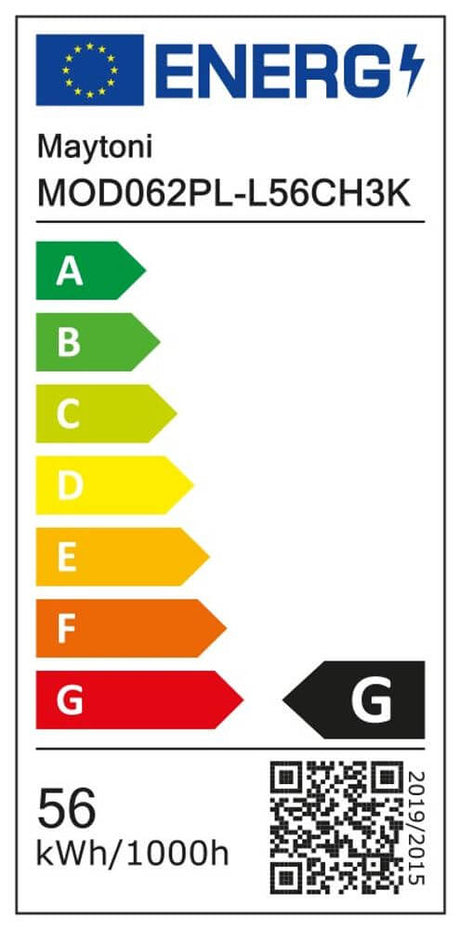 Energieeffizienzlabel für Maytoni MOD062PL-L56CH3K mit einem G Rating.