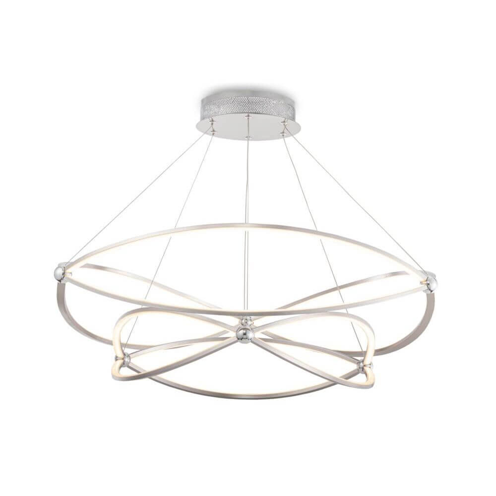 Weave LED-Pendelleuchte Ø 80cm mit futuristischem Design und opalem Diffusor für modernes Licht.
