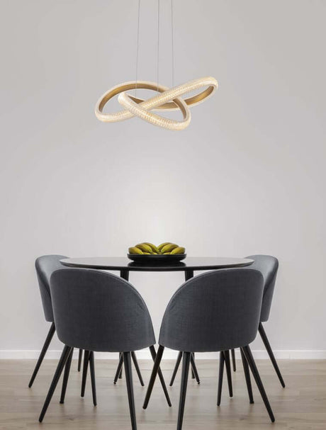 Medora LED Pendelleuchte Ø 52,5cm 3000K Messing-Gold über Esstisch, moderne goldene Designlampe