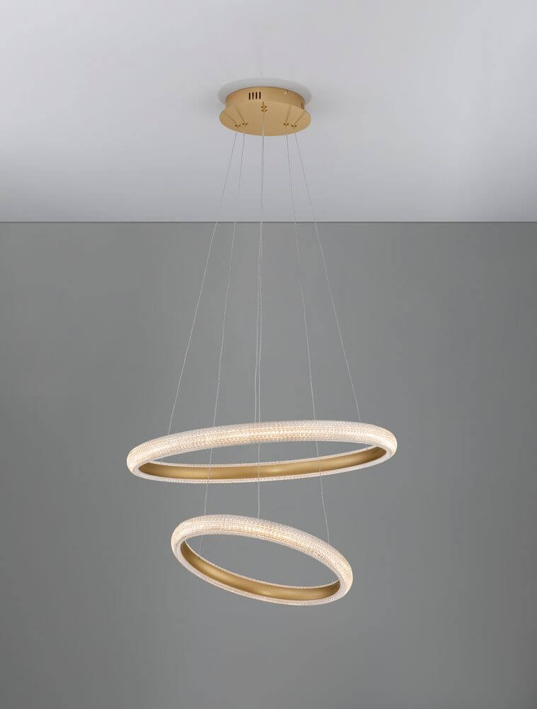 Medora LED Pendelleuchte 2-flammig Ø 59cm 3000K Messing-Gold, elegante Hängeleuchte mit modernem Design