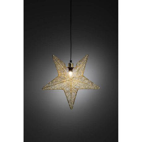 Messingfarbener Metallstern ohne Leuchtmittel E14 Lampenhalterung in eleganter Deko-Optik.