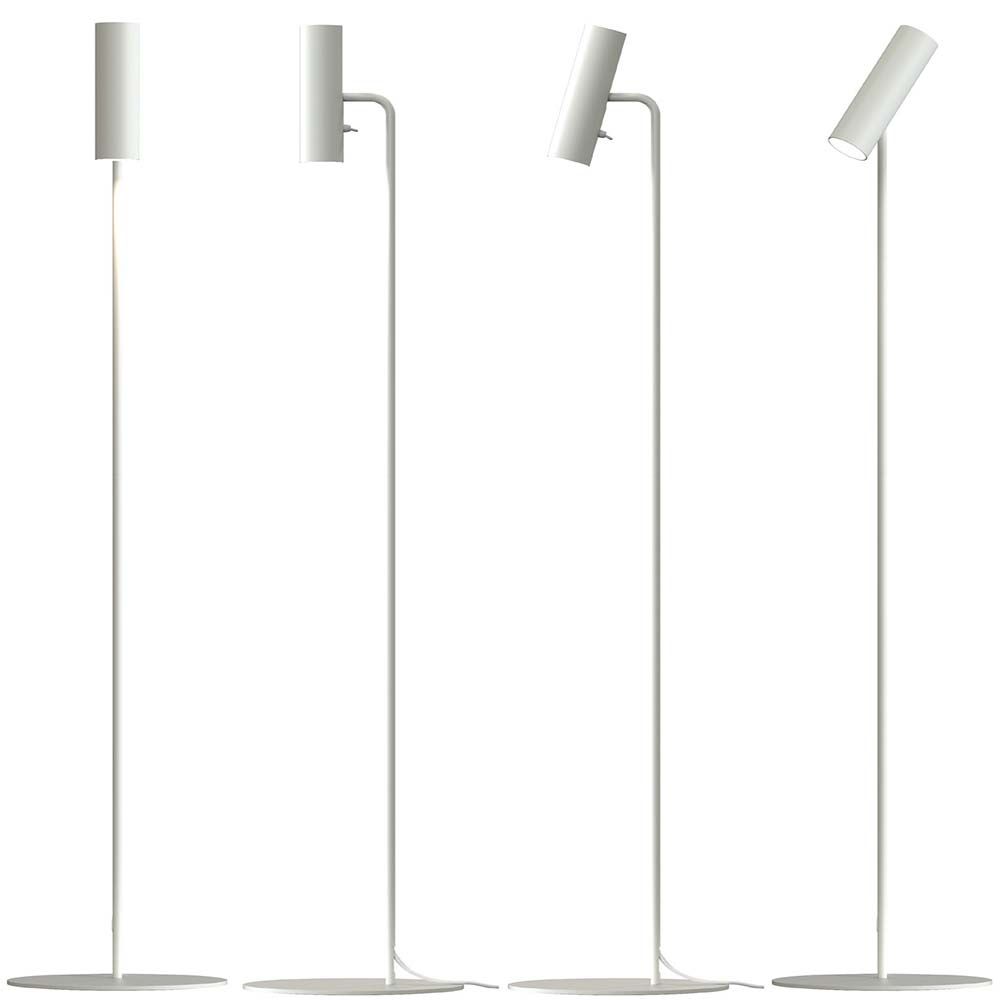 Mib 6 Stehleuchte in Weiß mit schwenkbarem Leuchtenkopf im skandinavischen Design, ideal für modernes Wohnen.
