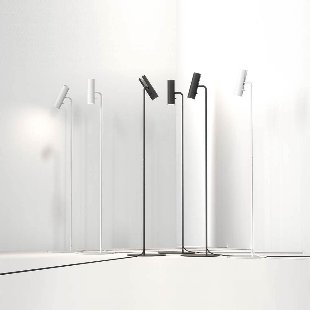 MIB 6 Stehleuchte in Schwarz und Weiß im skandinavischen Design, ideal für moderne Wohnräume.