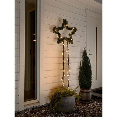 Schöne Weihnachtsdekoration mit einer Micro LED Lichterkette gefrostet 80 Warmweiße Dioden IP44 in Sternform.