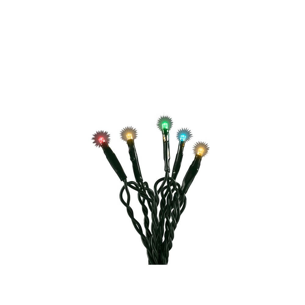 4m Micro LED Lichterkette 20 bunte Dioden mit bunten Lichtern auf dunklem Kabel.
