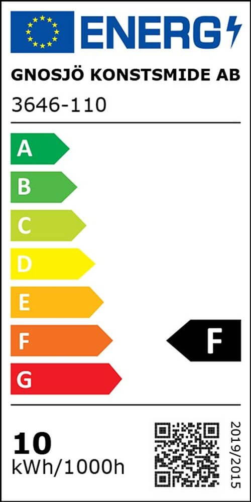 Energieeffizienzlabel von Gnosjö Konstsmide mit F-Bewertung für Produkt 3646-110.