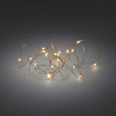 2,4 m mikro LED-lyskæde Bernstein-kobberbatteri drift