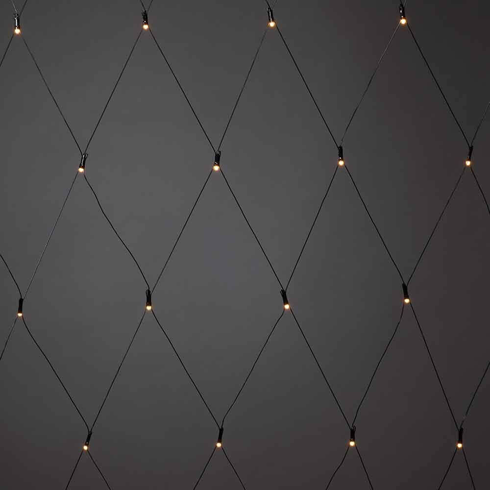 Micro LED Lichternetz IP44 Schwarz – dekoratives Lichternetz mit schlichten, schwarzen Lichtern.