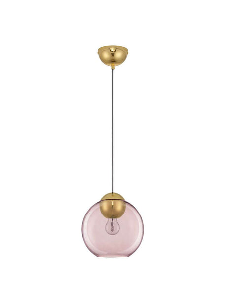 Midori pendant light E27 Ø 24cm with matte black metal head and smoky grey glass shade.