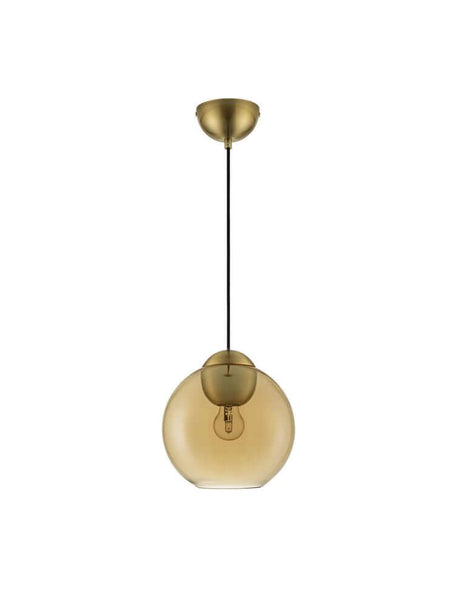 Midori pendant light E27 Ø 24cm in smoked glass with black metal head for modern home design.