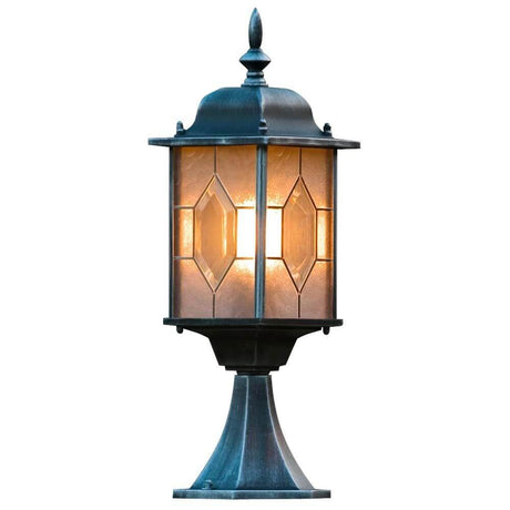 Lampada da terra Milano Nera, Argento, in ottica di cristallo di piombo - elegante lampada da esterno con design classico e luce calda.