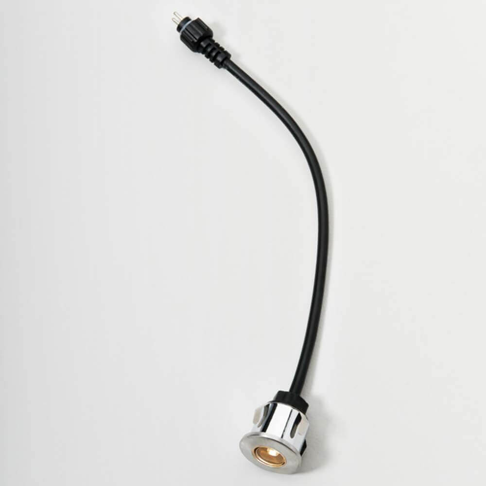 Mini Einbaustrahler 3er-Set Edelstahl G4 Fassung mit Kabel für einfache Installation.