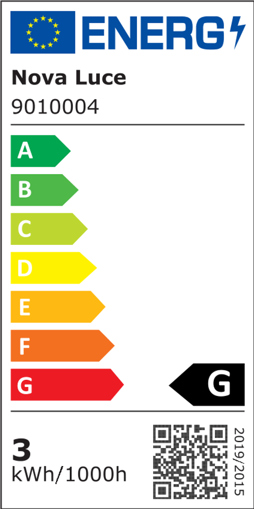Energielabel für die Mini LED Außenwandleuchte 3000K Schwarz IP65 von Nova Luce mit Energieeffizienzklasse G.