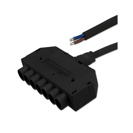Mini-Plug 6-fach Verteiler weiblich 1m 2x0.75 Schwarz max. 24V/10A mit offenem Kabelende