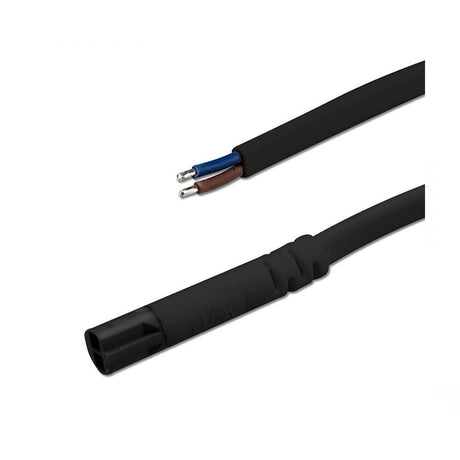 Mini-Plug Anschlusskabel männlich 1m 2x0.75 schwarz max. 24V/6A mit offenem, abisolierten Kabelende.