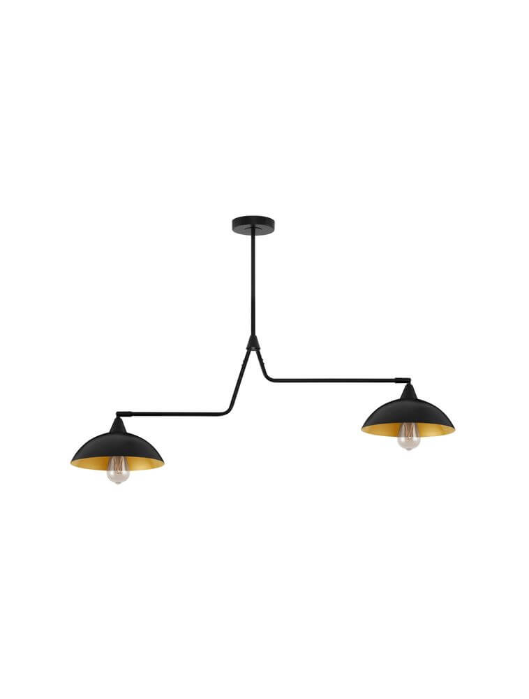 Mirba Pendelleuchte 2-flammig Schwarz, Gold mit modernem Design und schwenkbaren Armen.