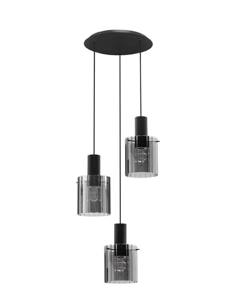 Lampa wiszące Mirbi 3-płaszcza Ø 45 cm czarny, dym